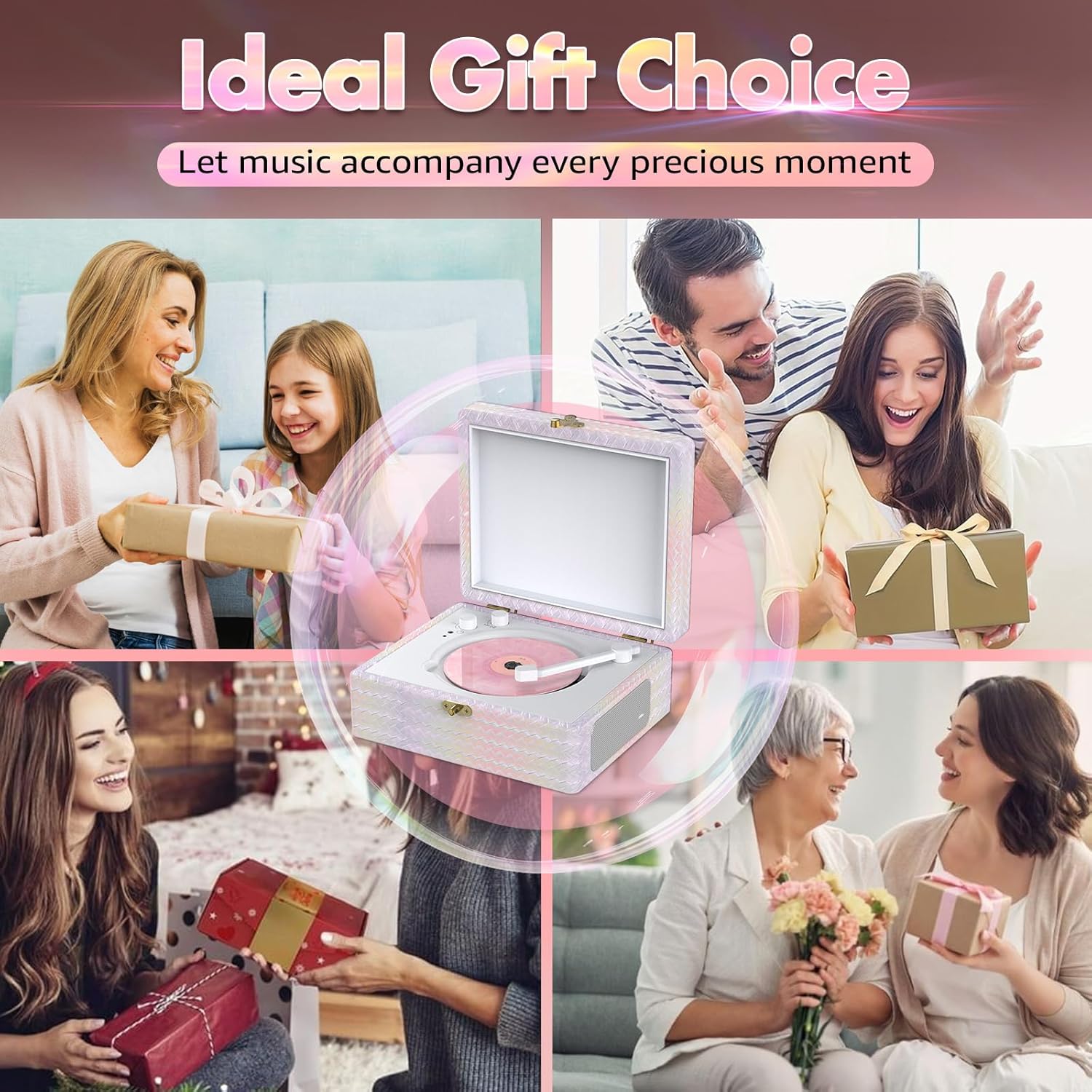 Portable Bluetooth CD Player – Desktop Vintage CD Player with Built-in Speakers, USB, AUX, Headphone Jack & Remote