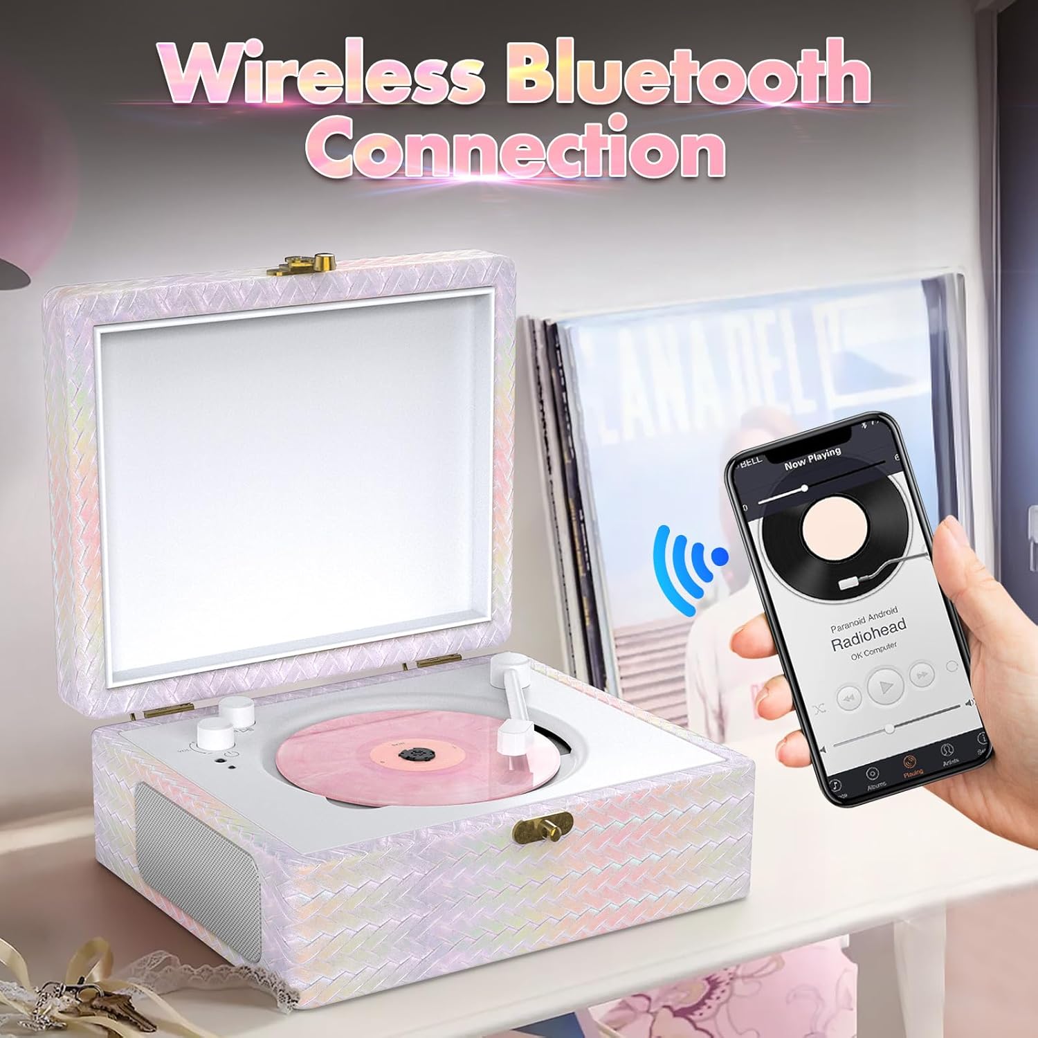 Portable Bluetooth CD Player – Desktop Vintage CD Player with Built-in Speakers, USB, AUX, Headphone Jack & Remote