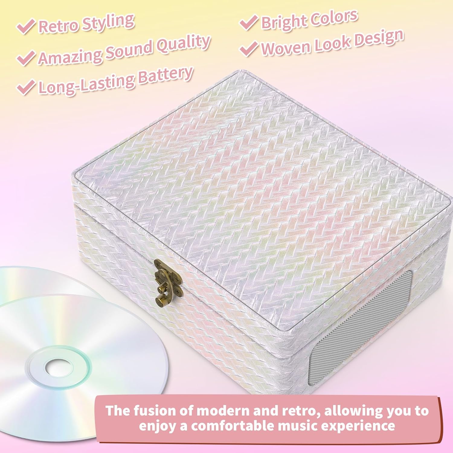 Portable Bluetooth CD Player – Desktop Vintage CD Player with Built-in Speakers, USB, AUX, Headphone Jack & Remote