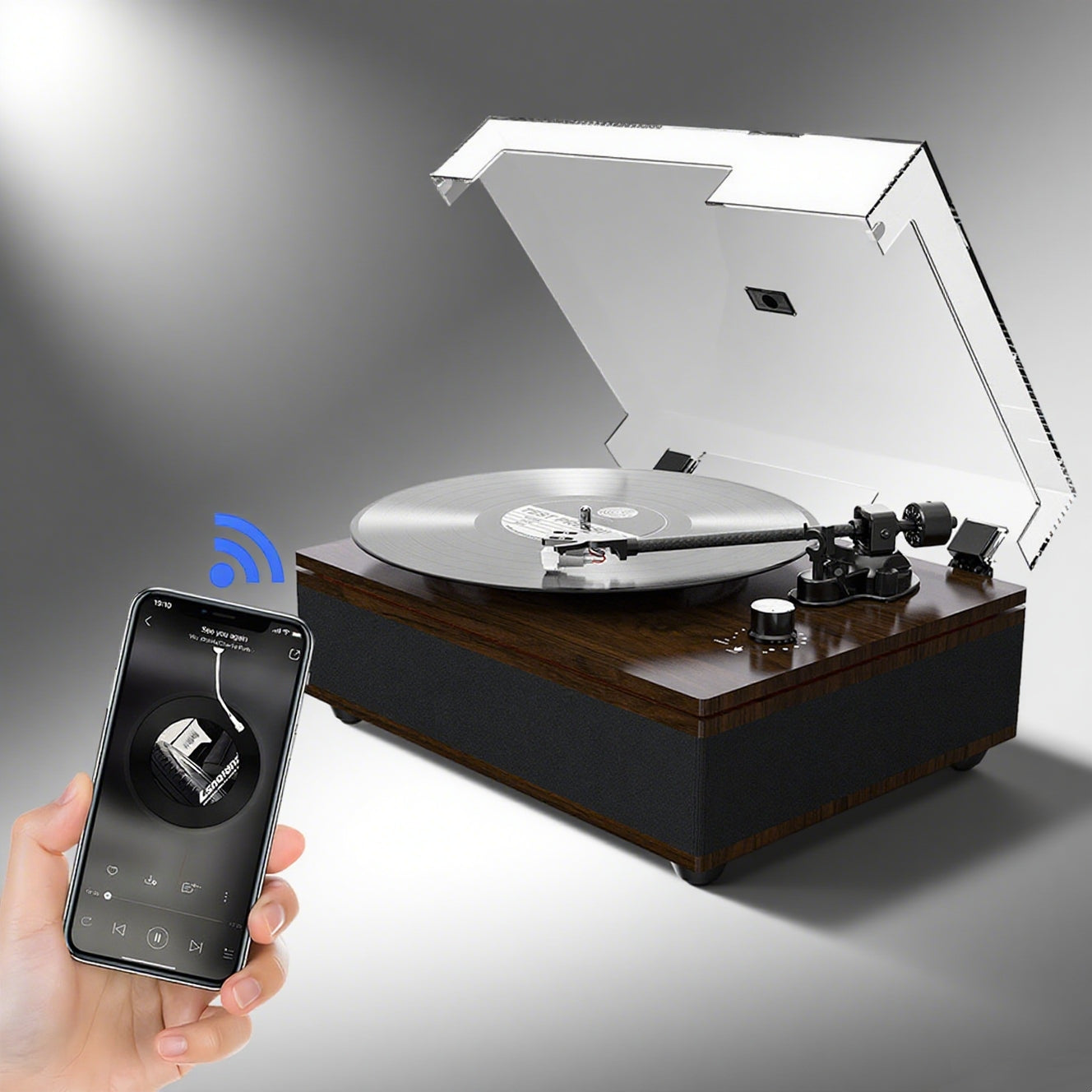 Turntable with Bluetooth & Wooden Speakers