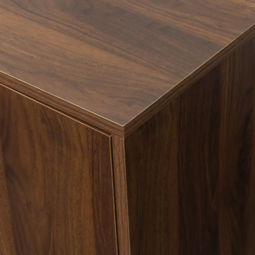 Walnut TV Stand with Storage Cabinet and 3 Open Shelves, Fits 50-59 Inch TVs