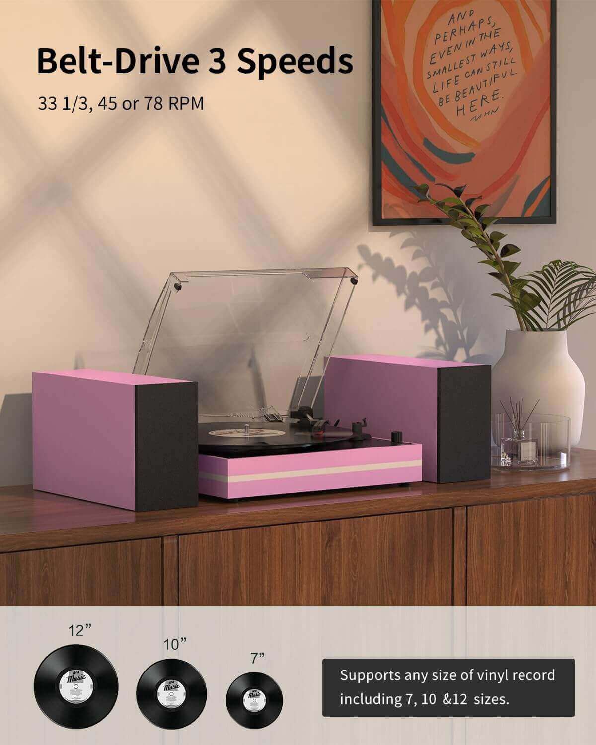 Vinyl Record Player with External Speakers, R612-1