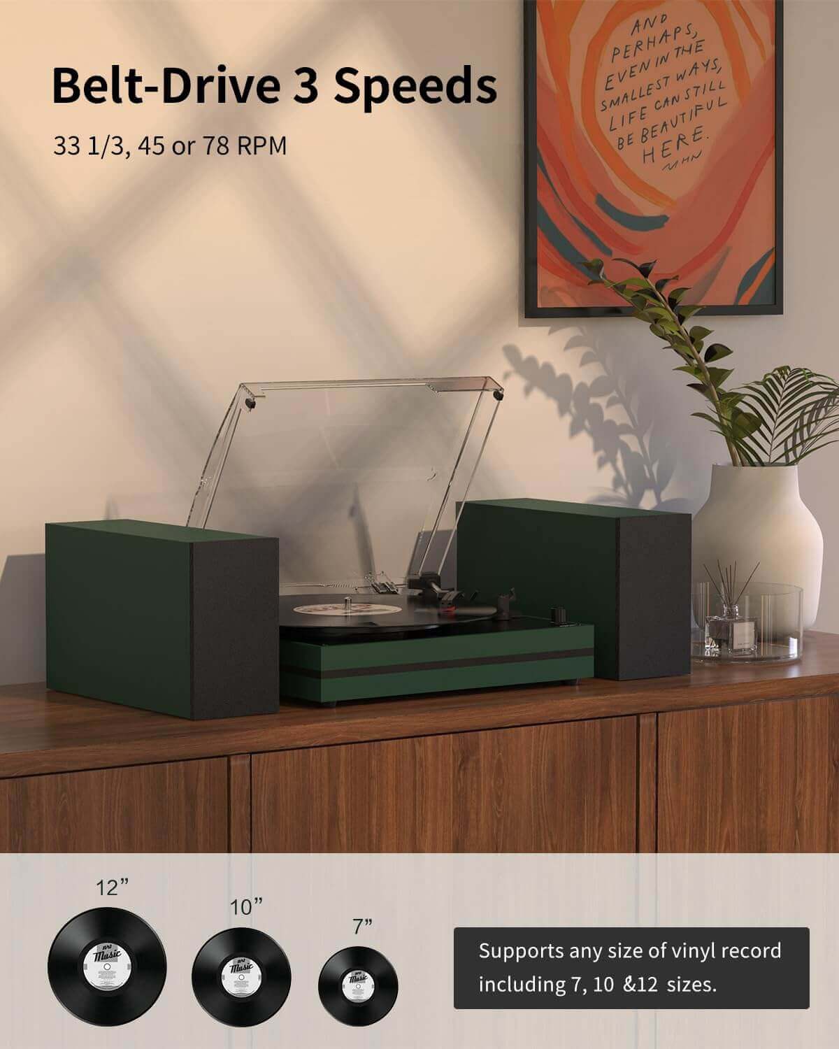 Vinyl Record Player with External Speakers, R612-1