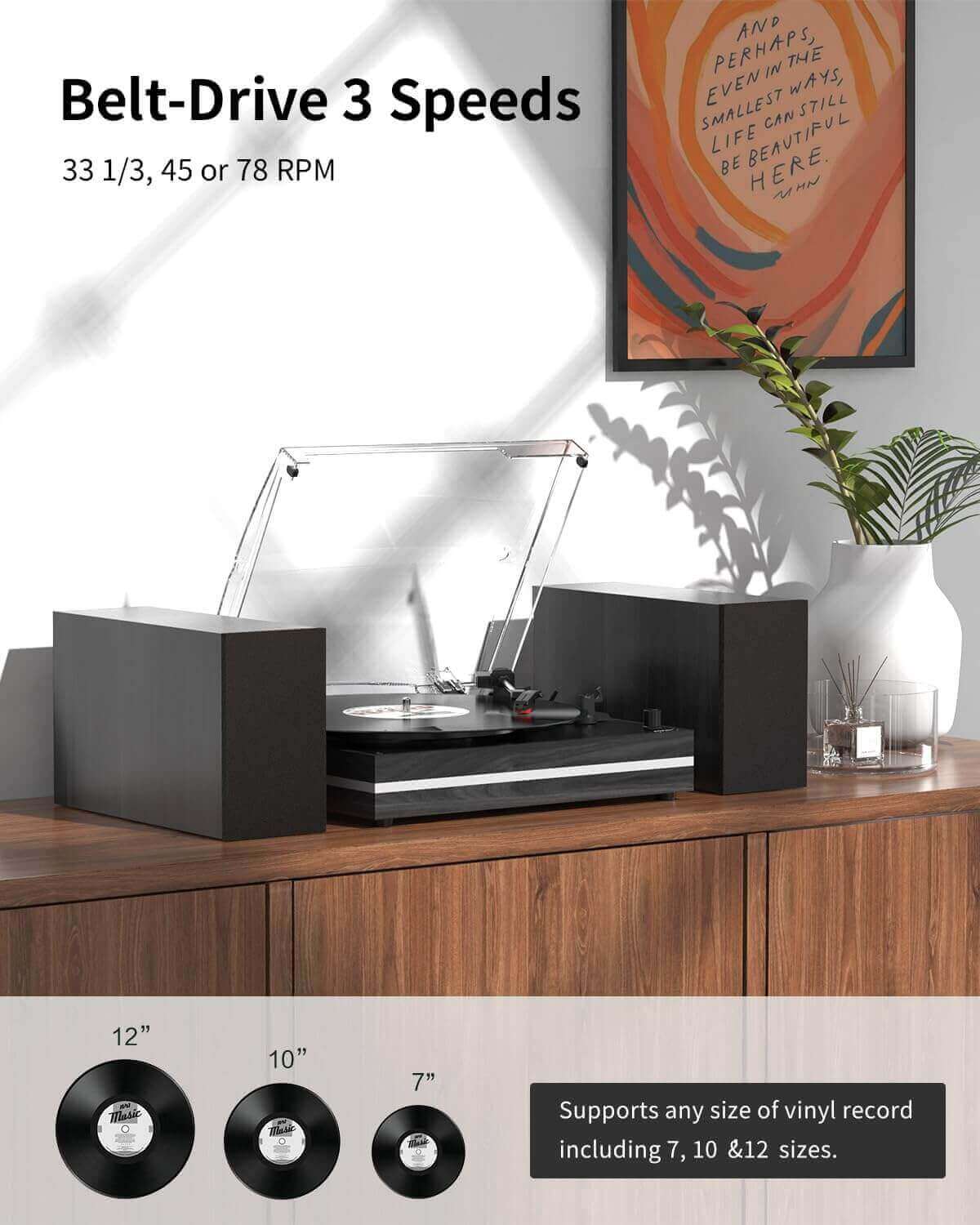 Vinyl Record Player with External Speakers, R612-1