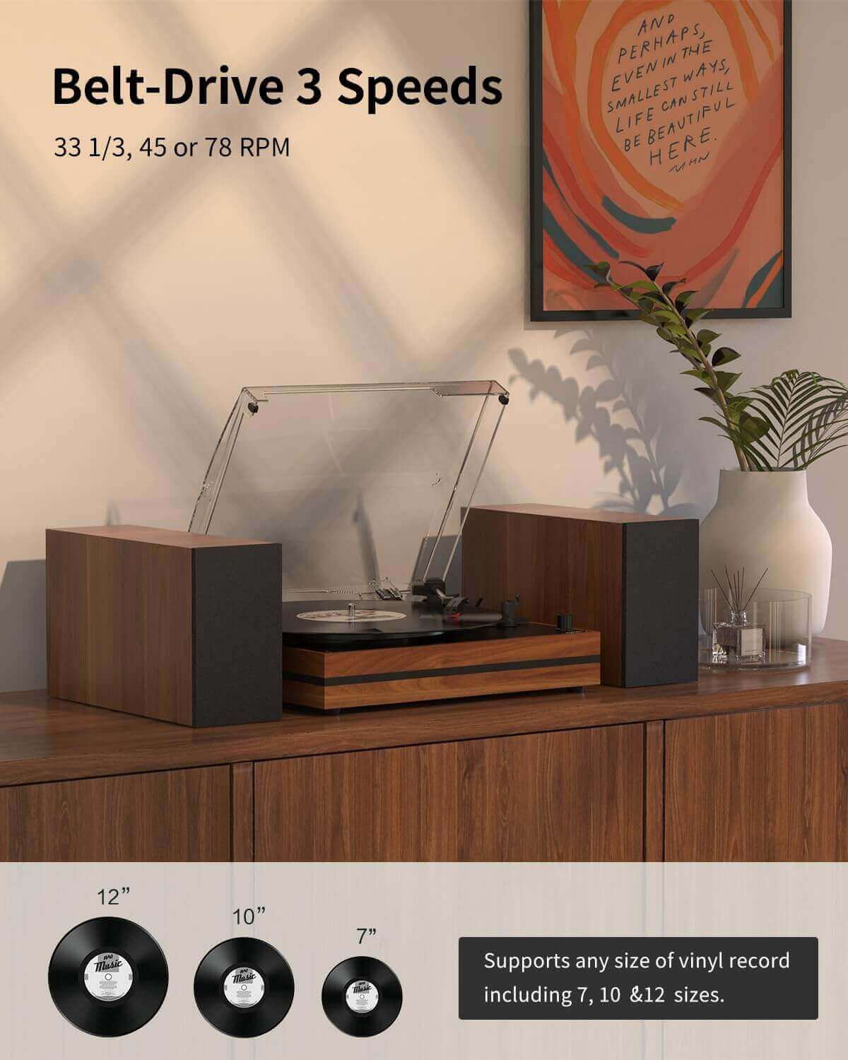 Vinyl Record Player with External Speakers, R612-1