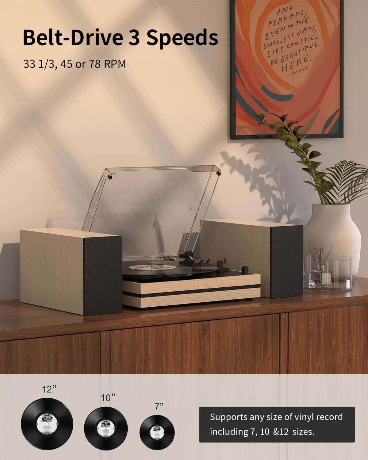 Vinyl Record Player with External Speakers, R612-1