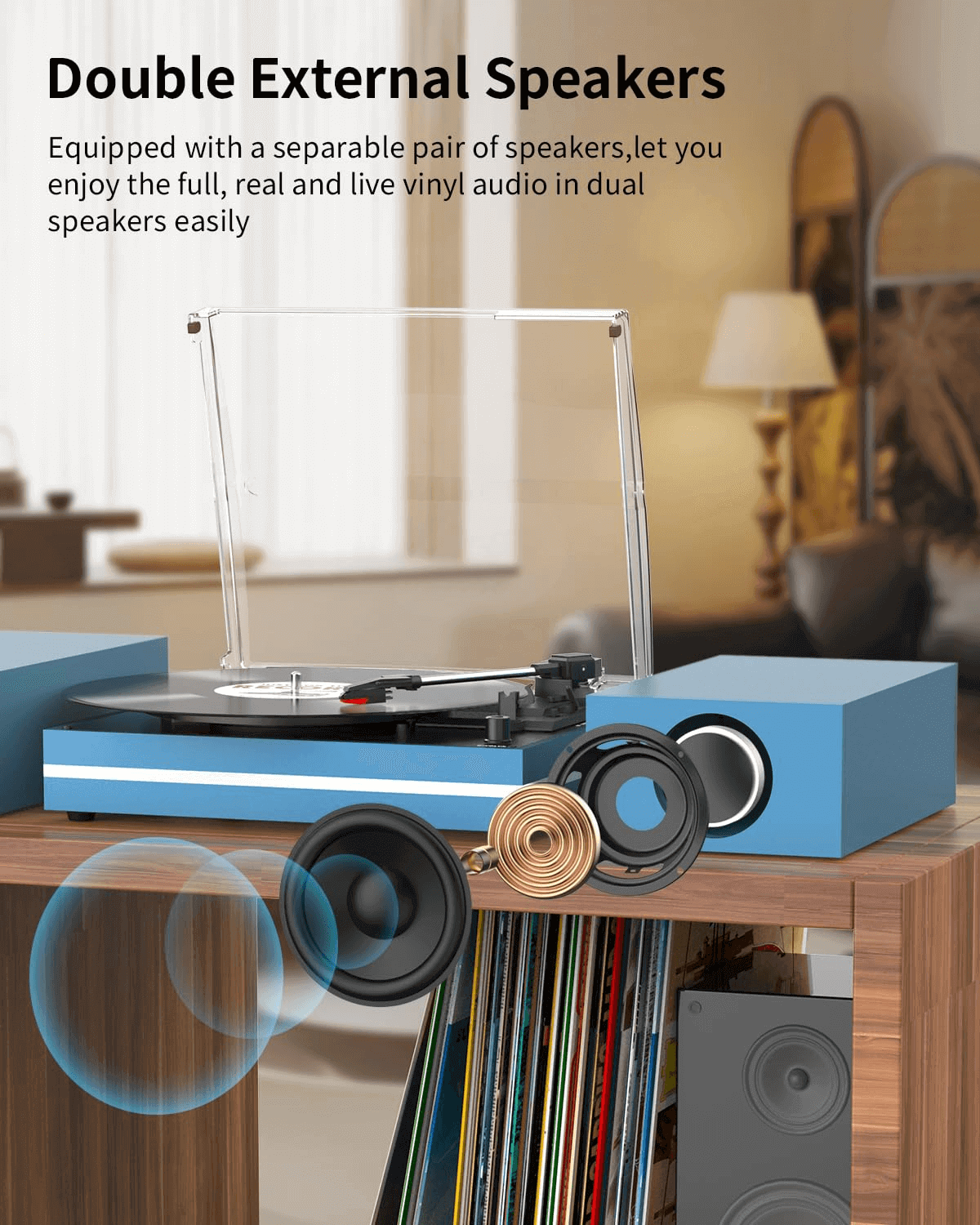 Vinyl Record Player with External Speakers, R612-1