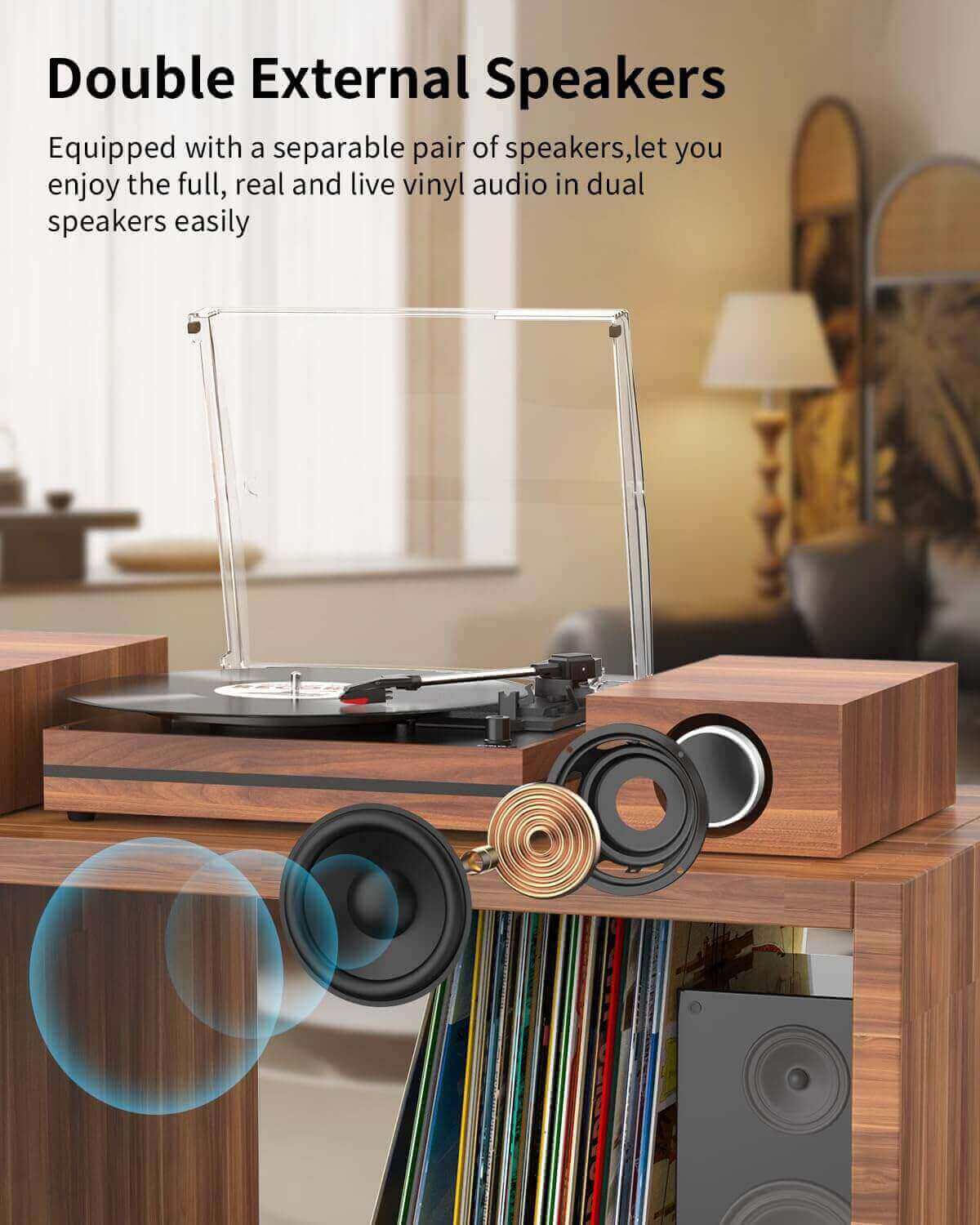 Vinyl Record Player with External Speakers, R612-1