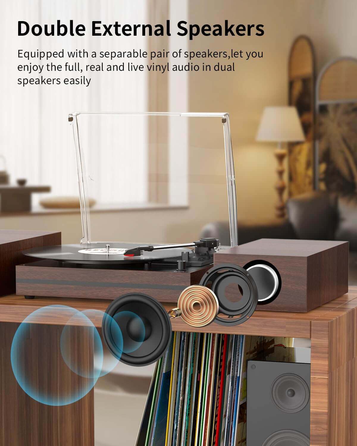 Vinyl Record Player with External Speakers, R612-1