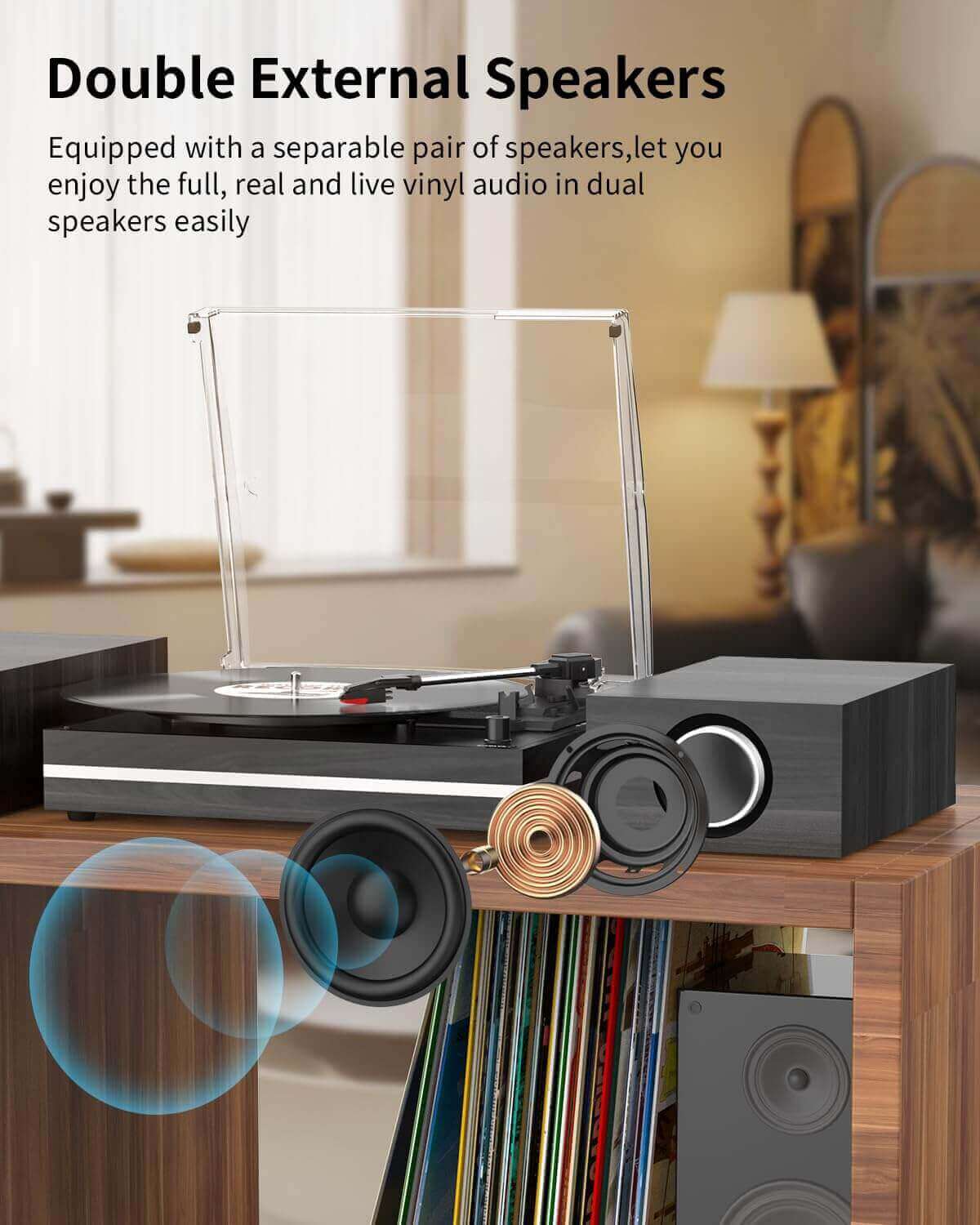 Vinyl Record Player with External Speakers, R612-1