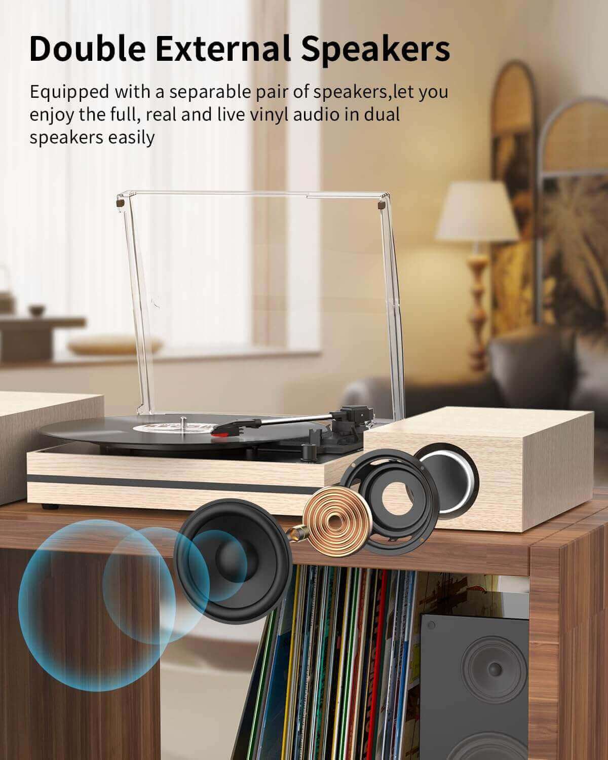 Vinyl Record Player with External Speakers, R612-1