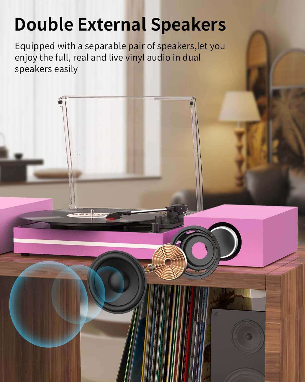 Vinyl Record Player with External Speakers, R612-1