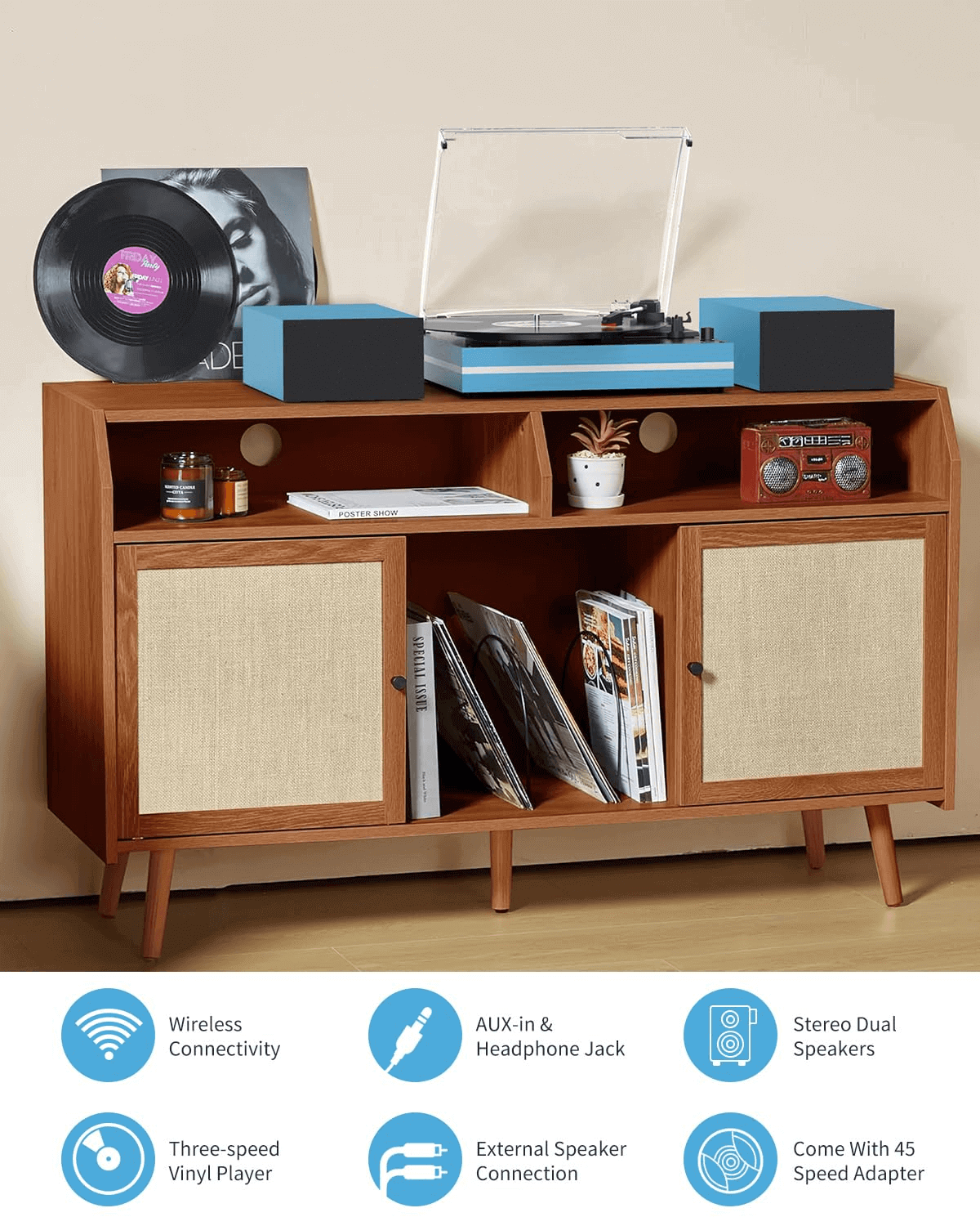 Vinyl Record Player with External Speakers, R612-1