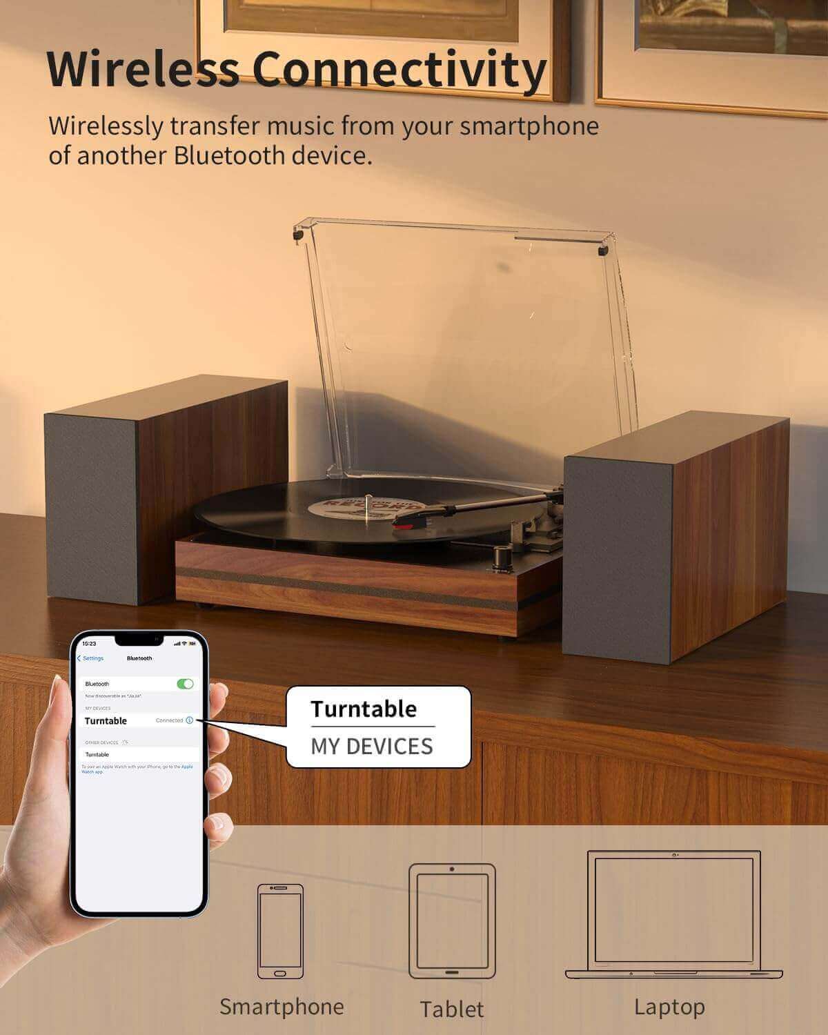 Vinyl Record Player with External Speakers, R612-1