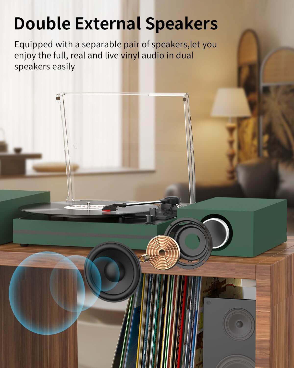 Vinyl Record Player with External Speakers, R612-1