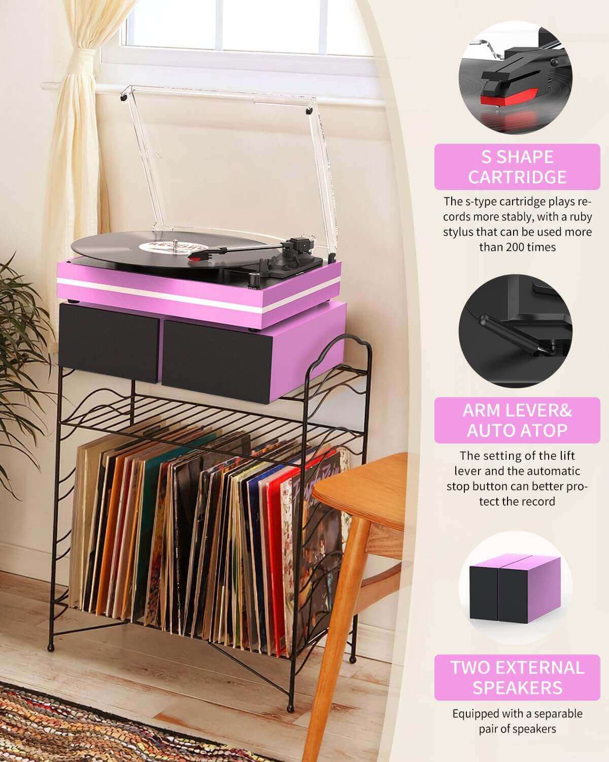 Vinyl Record Player with External Speakers, R612-1