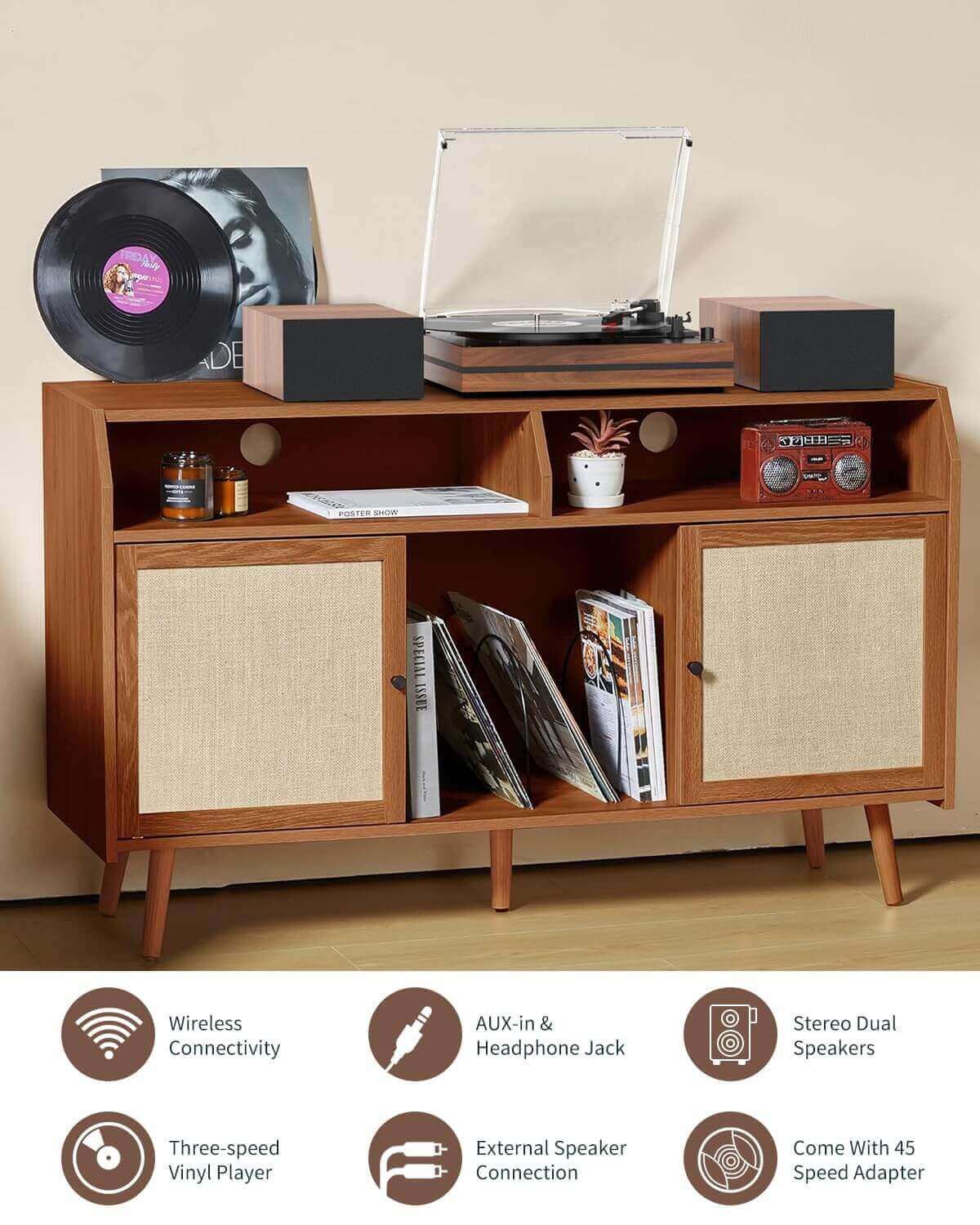 Vinyl Record Player with External Speakers, R612-1