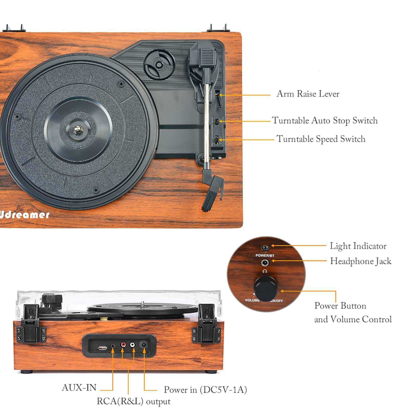 Vintage Vinyl Record Player,  UD001