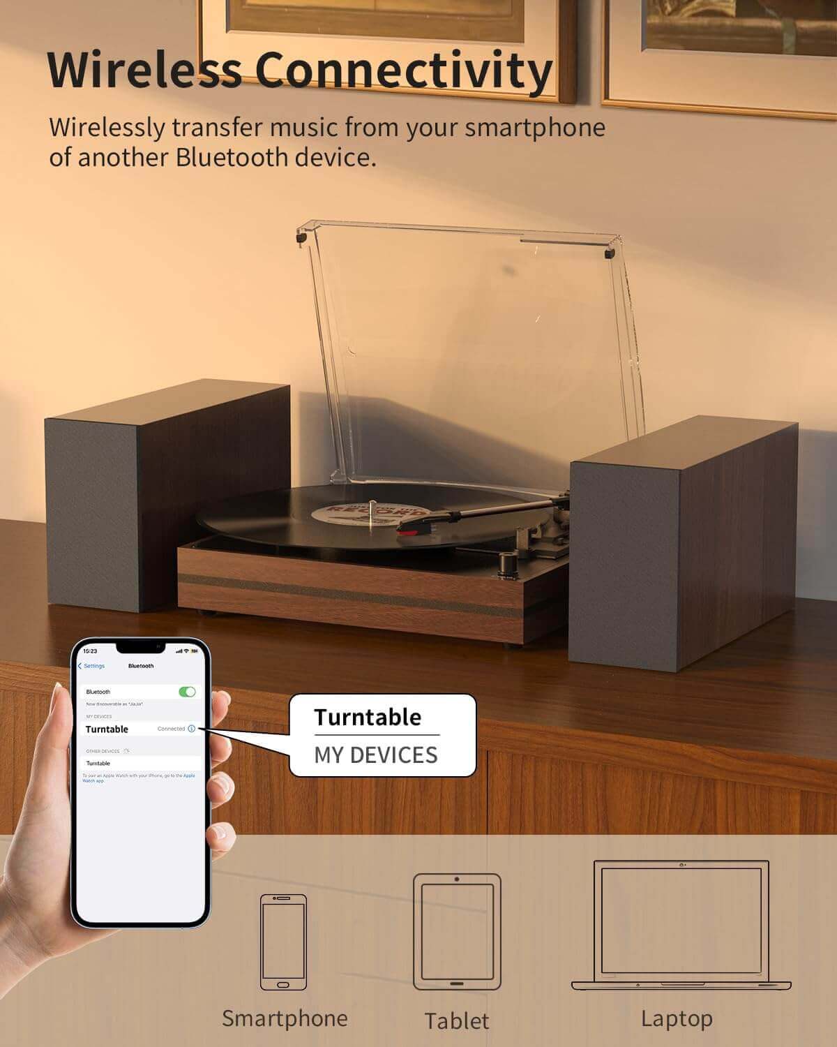 Vinyl Record Player with External Speakers, R612-1