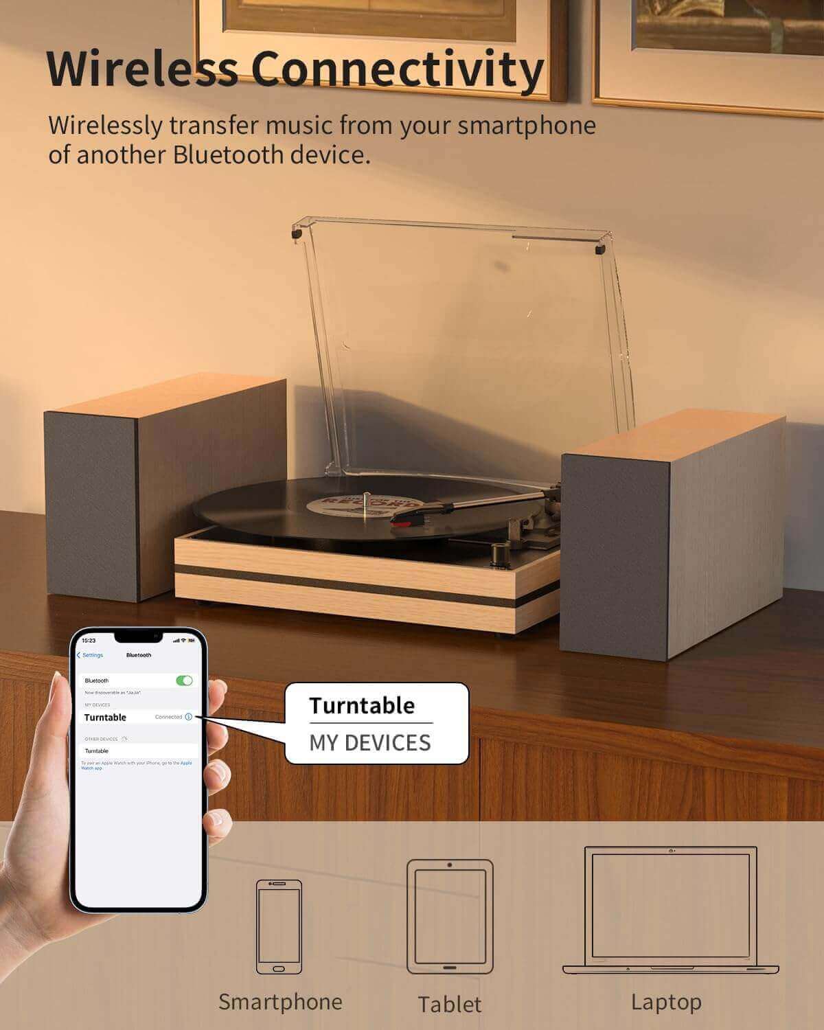 Vinyl Record Player with External Speakers, R612-1