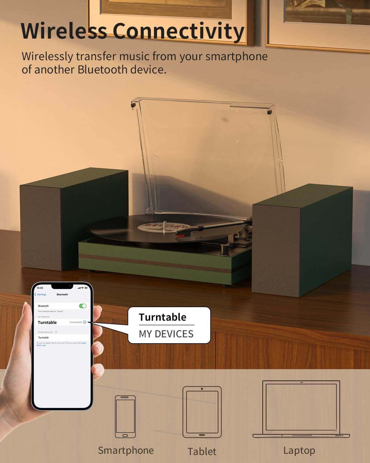 Vinyl Record Player with External Speakers, R612-1