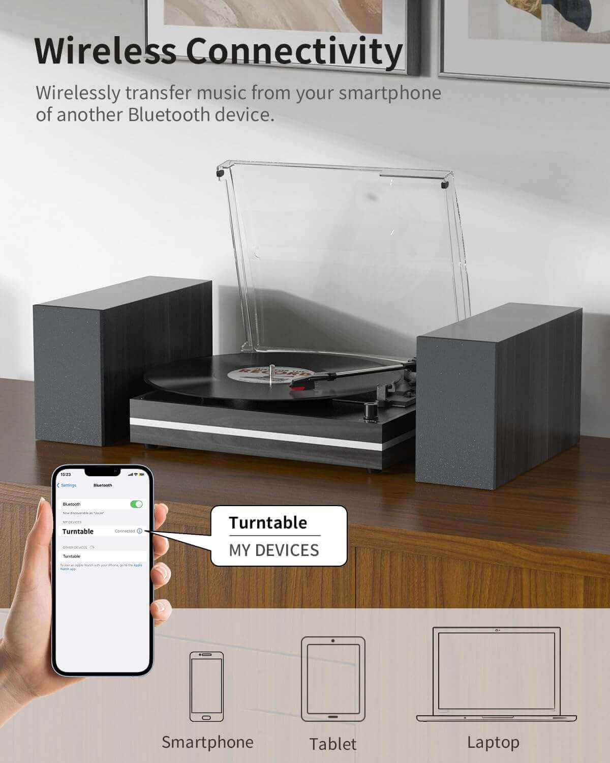 Vinyl Record Player with External Speakers, R612-1