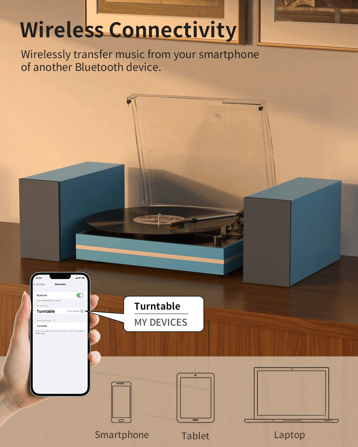 Vinyl Record Player with External Speakers, R612-1