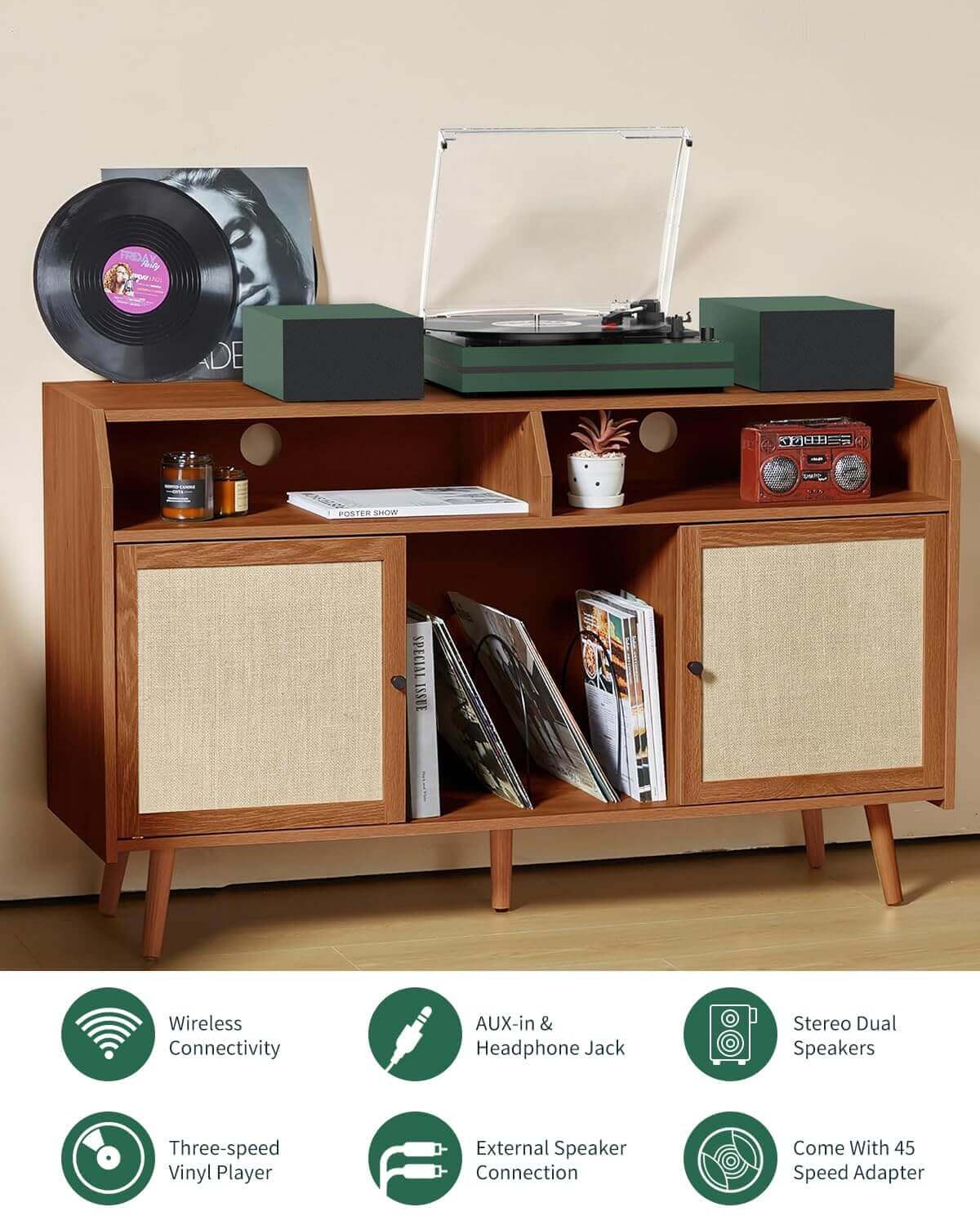 Vinyl Record Player with External Speakers, R612-1