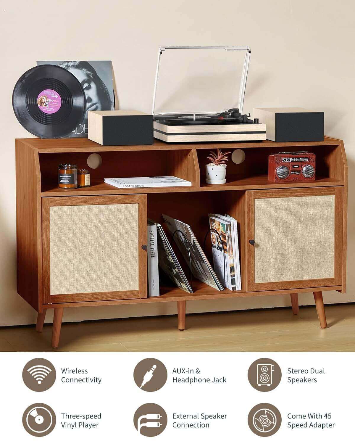 Vinyl Record Player with External Speakers, R612-1