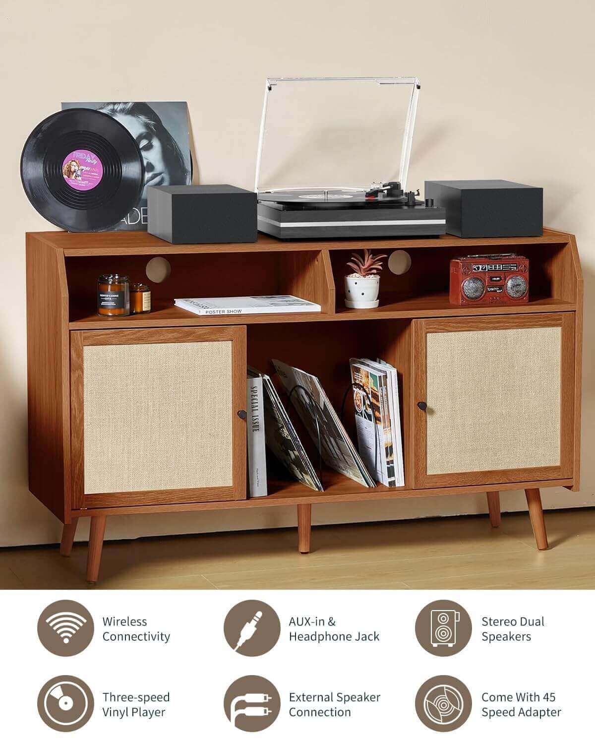 Vinyl Record Player with External Speakers, R612-1