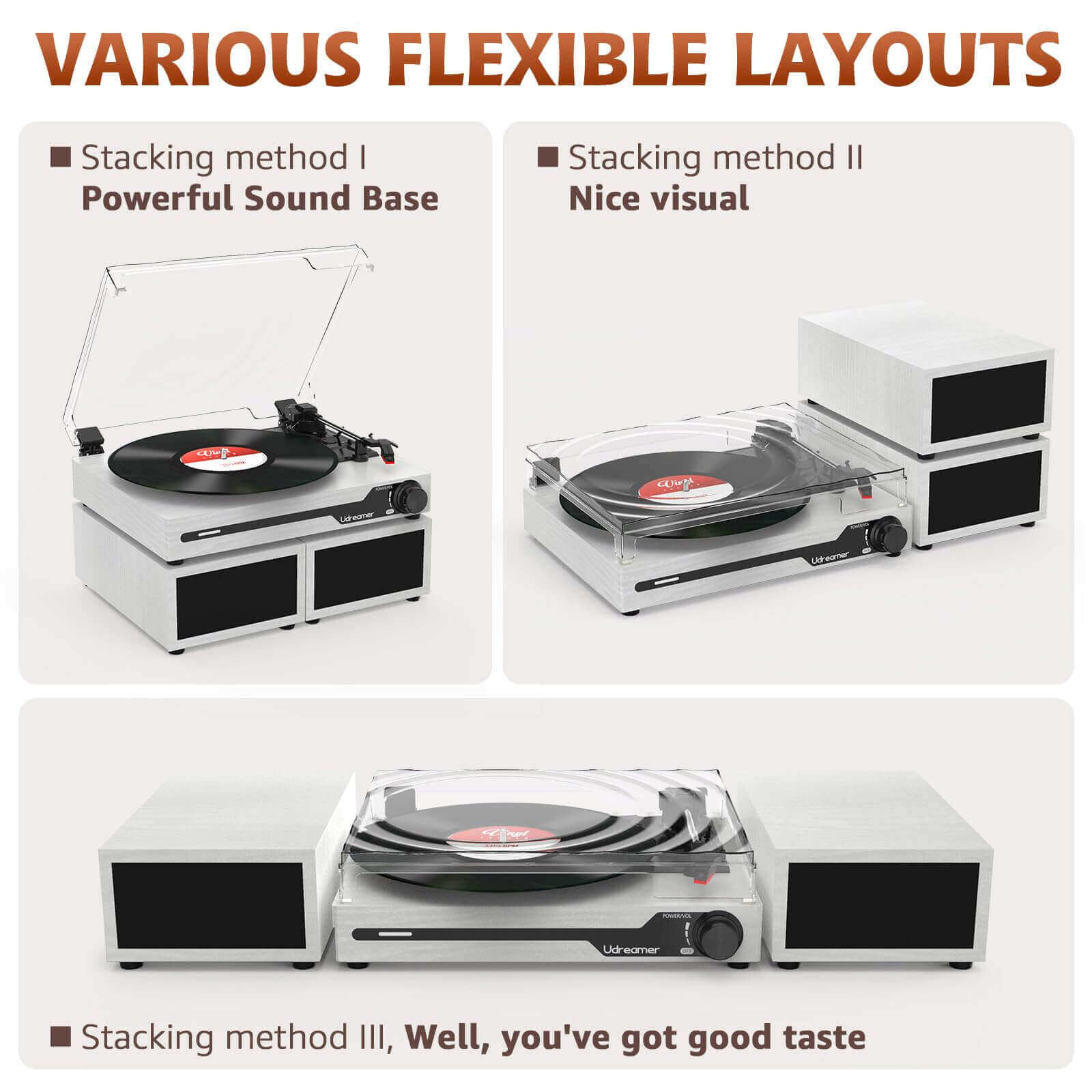 Vinyl Turntable with Dual External Speakers, UD012