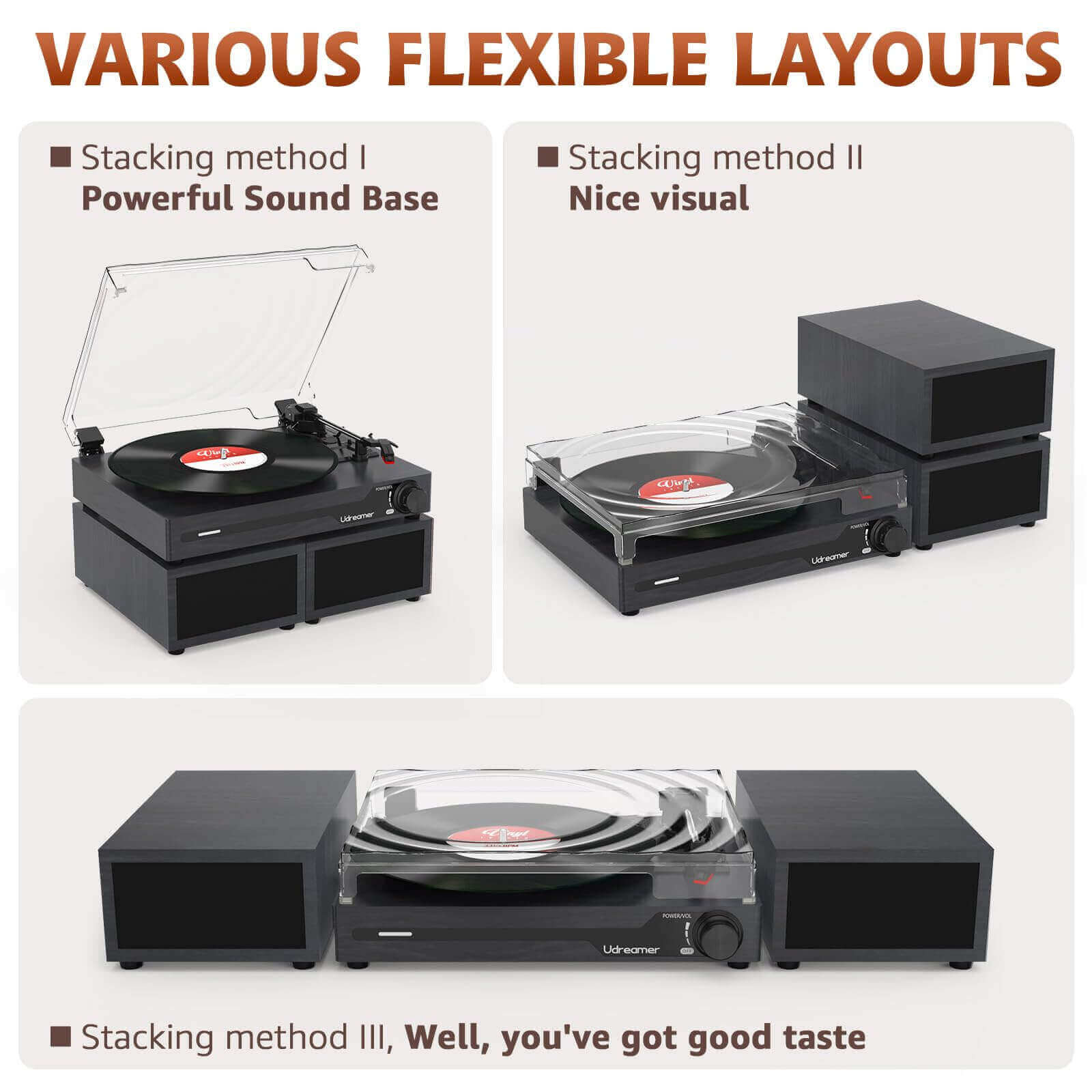 Vinyl Turntable with Dual External Speakers, UD012